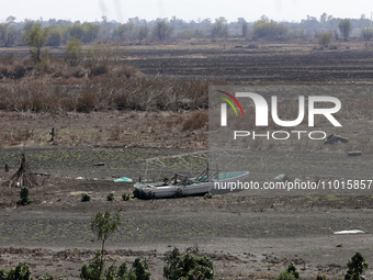 Boats are being abandoned inside the Zumpango Lagoon in Zumpango de Ocampo, Mexico, on February 21, 2024, due to the drought affecting the l...