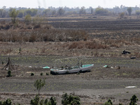 Boats are being abandoned inside the Zumpango Lagoon in Zumpango de Ocampo, Mexico, on February 21, 2024, due to the drought affecting the l...