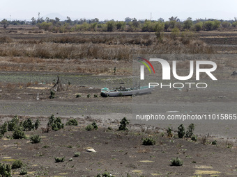 Boats are being abandoned inside the Zumpango Lagoon in Zumpango de Ocampo, Mexico, on February 21, 2024, due to the drought affecting the l...