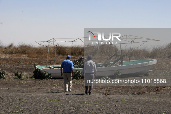 Boats are being abandoned inside the Zumpango Lagoon in Zumpango de Ocampo, Mexico, on February 21, 2024, due to the drought affecting the l...