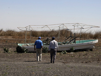 Boats are being abandoned inside the Zumpango Lagoon in Zumpango de Ocampo, Mexico, on February 21, 2024, due to the drought affecting the l...