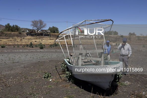 Boats are being abandoned inside the Zumpango Lagoon in Zumpango de Ocampo, Mexico, on February 21, 2024, due to the drought affecting the l...