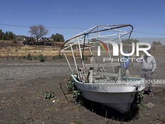 Boats are being abandoned inside the Zumpango Lagoon in Zumpango de Ocampo, Mexico, on February 21, 2024, due to the drought affecting the l...