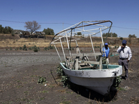 Boats are being abandoned inside the Zumpango Lagoon in Zumpango de Ocampo, Mexico, on February 21, 2024, due to the drought affecting the l...