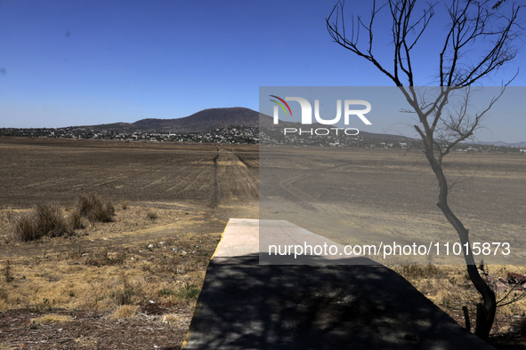 The pier of the island of the Virgin of Guadalupe in the center of the Zumpango Lagoon is being affected by the drought due to the lack of r...