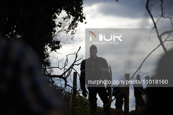 A Gendarme Mobile is standing guard in Saix, Tarn, France, on February 22, 2024. Michel Forst, the United Nations Special Rapporteur on the...