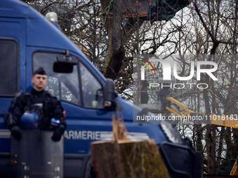 Michel Forst is speaking to an 'Ecureuil' living in the trees in Saix, Tarn, France, on February 22, 2024. As the United Nations Special Rap...