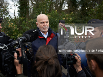 Michel Forst, the United Nations Special Rapporteur on the situation of human rights defenders, is speaking to the press in Saix, Tarn, Fran...