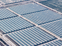 An aerial photo is showing a green vegetable planting base in Guiren Township, Suqian City, Jiangsu Province, East China, on February 25, 20...