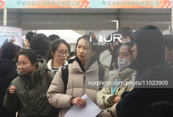 Job seekers are looking for new opportunities at the 2024 Talent Exchange Conference in Hangzhou, Zhejiang Province, China, on February 25,...