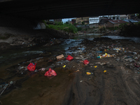 Plastic waste is polluting the Deli River stream in Medan, North Sumatra, Indonesia, on February 26, 2024. Indonesia contributes more than 6...