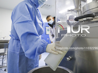 A college student is participating in a pharmaceutical production competition in Huai'an, China, on February 27, 2024. (