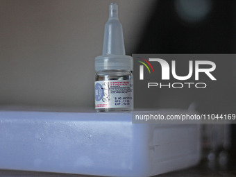 A vial of polio vaccine is being seen at a health center in Srinagar, Kashmir, India, on March 3, 2024. A three-day pulse polio vaccination...