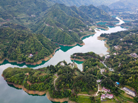 An aerial photo is showing the water diversion project of Chebahe Reservoir in Enshi, Hubei Province, Central China, on May 11, 2023. In 202...