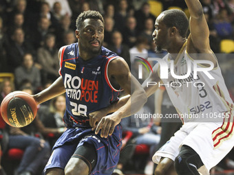 DIABATE Souleyman 28 against BEAUBOIS Rodrigue 3  during the Basket match LNB Pro A 2015-2016 between Strasbourg and Rouen, in Strasbourg, e...