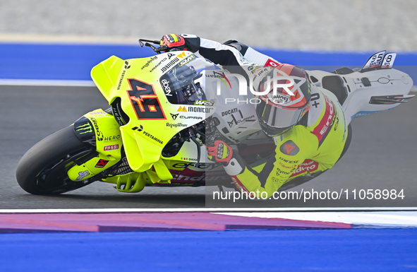 Italian MotoGP rider Fabio Di Giannantonio from the Pertamina Enduro VR46 Racing Team is participating in the Free Practice 1 session of the...