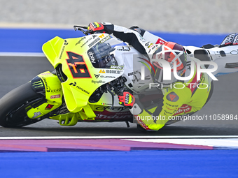 Italian MotoGP rider Fabio Di Giannantonio from the Pertamina Enduro VR46 Racing Team is participating in the Free Practice 1 session of the...