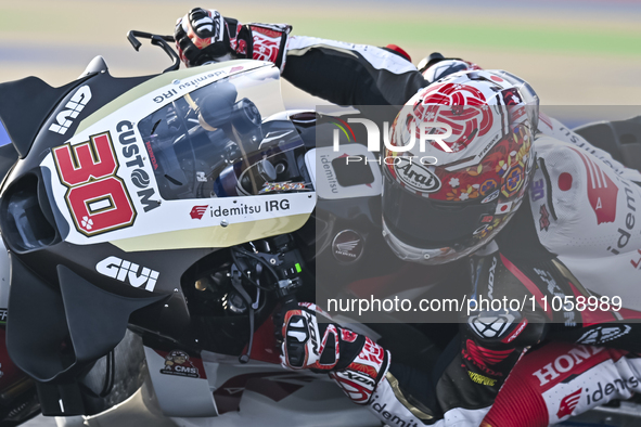 Japanese MotoGP rider Takaaki Nakagami of LCR Honda is in action during the Free Practice 1 session of the Qatar Airways Motorcycle Grand Pr...