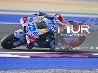 Spanish MotoGP rider Alex Marquez from Gresini Racing MotoGP is in action during the Free Practice 1 session of the Qatar Airways Motorcycle...