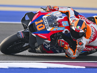 Italian MotoGP rider Luca Marini of the Repsol Honda Team is in action during the Free Practice 1 session of the Qatar Airways Motorcycle Gr...