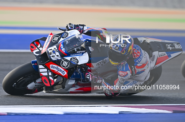 Portuguese MotoGP rider Miguel Oliveira from Trackhouse Racing is in action during the Free Practice 1 session of the Qatar Airways Motorcyc...