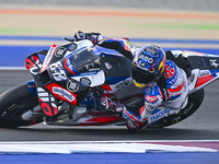 Portuguese MotoGP rider Miguel Oliveira from Trackhouse Racing is in action during the Free Practice 1 session of the Qatar Airways Motorcyc...