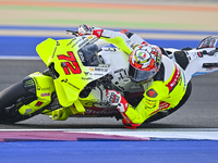 Italian MotoGP rider Marco Bezzecchi of the Pertamina Enduro VR46 Racing Team is in action during the Free Practice 1 session of the Qatar A...