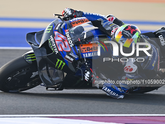 Spanish MotoGP rider Alex Rins from Monster Energy Yamaha MotoGP is in action during the Free Practice 1 session of the Qatar Airways Motorc...