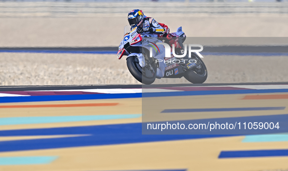 Spanish MotoGP rider Alex Marquez from Gresini Racing MotoGP is in action during the Free Practice 1 session of the Qatar Airways Motorcycle...