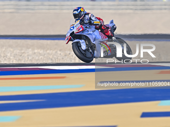 Spanish MotoGP rider Alex Marquez from Gresini Racing MotoGP is in action during the Free Practice 1 session of the Qatar Airways Motorcycle...