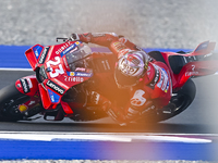 Italian MotoGP rider Enea Bastianini of the Ducati Lenovo Team is in action during the Free Practice 1 session of the Qatar Airways Motorcyc...