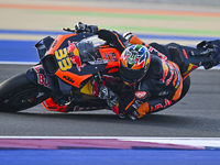 South African MotoGP rider Brad Binder from Red Bull KTM Factory Racing is in action during the Free Practice 1 session of the Qatar Airways...