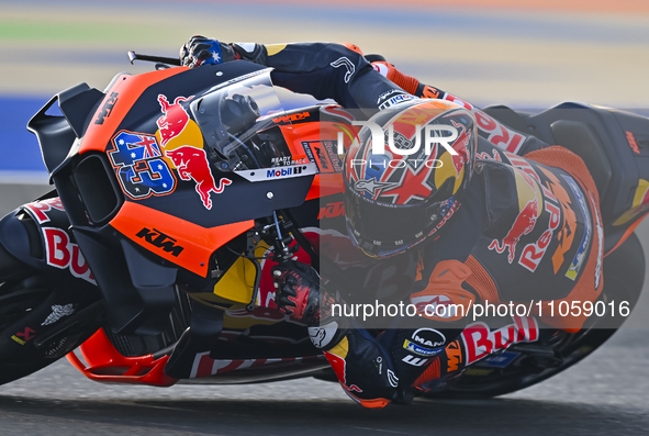 Australian MotoGP rider Jack Miller from Red Bull KTM Factory Racing is participating in the Free Practice 1 session of the Qatar Airways Mo...