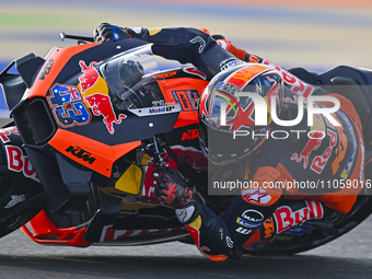 Australian MotoGP rider Jack Miller from Red Bull KTM Factory Racing is participating in the Free Practice 1 session of the Qatar Airways Mo...