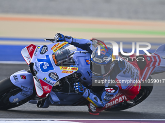 Spanish MotoGP rider Alex Marquez from Gresini Racing MotoGP is in action during the Free Practice 1 session of the Qatar Airways Motorcycle...