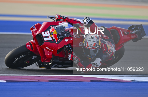 Spanish MotoGP rider Pedro Acosta from Red Bull GASGAS Tech3 is in action during the Free Practice 1 session of the Qatar Airways Motorcycle...