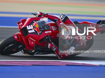 Spanish MotoGP rider Pedro Acosta from Red Bull GASGAS Tech3 is in action during the Free Practice 1 session of the Qatar Airways Motorcycle...