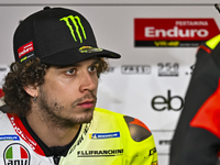 Italian MotoGP rider Marco Bezzecchi of the Pertamina Enduro VR46 Racing Team is participating in the Free Practice 1 session of the Qatar A...