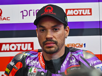 Italian MotoGP rider Franco Morbidelli of Prima Pramac Racing is participating in the Free Practice 1 session of the Qatar Airways Motorcycl...