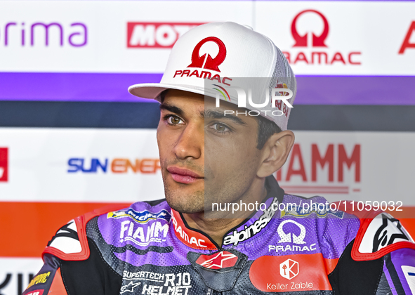 Spanish MotoGP rider Jorge Martin of Prima Pramac Racing is participating in the Free Practice 1 session of the Qatar Airways Motorcycle Gra...