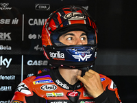 Spanish MotoGP rider Maverick Vinales of Aprilia Racing is participating in the Free Practice 1 session of the Qatar Airways Motorcycle Gran...