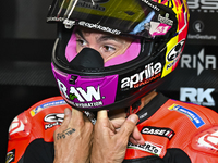 Spanish MotoGP rider Aleix Espargaro of Aprilia Racing is participating in the Free Practice 1 session of the Qatar Airways Motorcycle Grand...