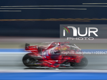 South African MotoGP rider Brad Binder from Red Bull KTM Factory Racing is in action during the Free Practice 1 session of the Qatar Airways...