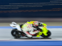 Italian MotoGP rider Marco Bezzecchi of the Pertamina Enduro VR46 Racing Team is in action during the Free Practice 1 session of the Qatar A...