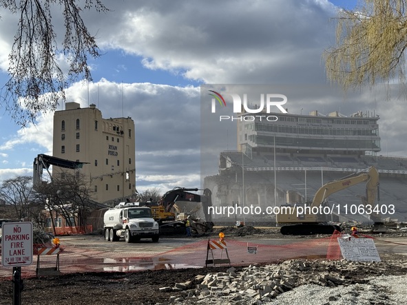 Demolition was seen in progress at Ryan Field, 1501 Central St., Evanston, Illinois, United States, as captured on Saturday, March 9, 2024....