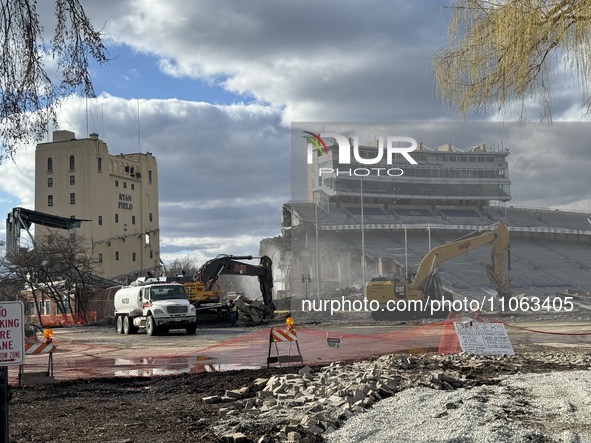 Demolition was seen in progress at Ryan Field, 1501 Central St., Evanston, Illinois, United States, as captured on Saturday, March 9, 2024....