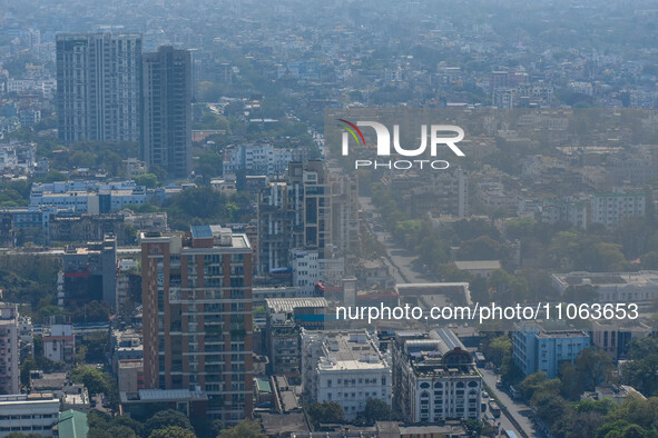 Smog is covering most parts of the cityscape in Kolkata, India, on March 10, 2024. 