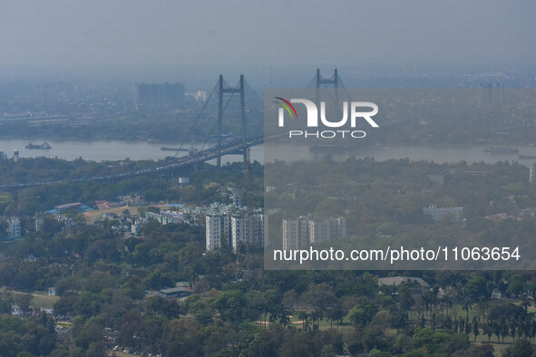 Smog is covering most parts of the cityscape in Kolkata, India, on March 10, 2024. 