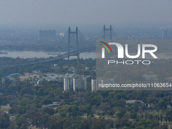 Smog is covering most parts of the cityscape in Kolkata, India, on March 10, 2024. (