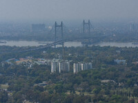 Smog is covering most parts of the cityscape in Kolkata, India, on March 10, 2024. (